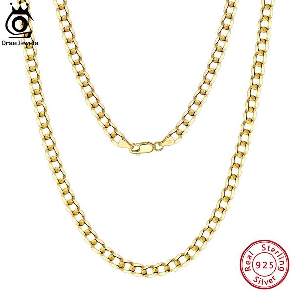 

necklaces orsa jewels italian 3mm/5mm cuban chain necklace 925 sterling silver chain for women men handmade silver necklace jewelry sc60