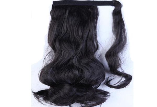 

loose wave pony tail brazilian virgin human hair pieces clipin ponytail hair extensions 16inch natural color5841992, Black