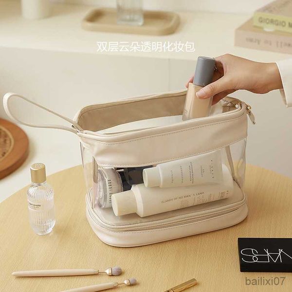

cosmetic bags cases clear double layer makeup bag for women toiletry bag large capacity cosmetic bag brush storage travel essential female