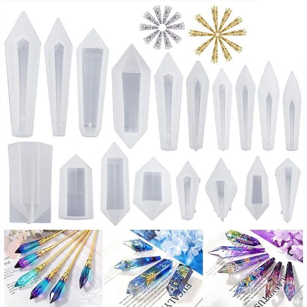 

other 18pcs resin pendulum mold silicone quartz crystal molds with 20pcs bead kit