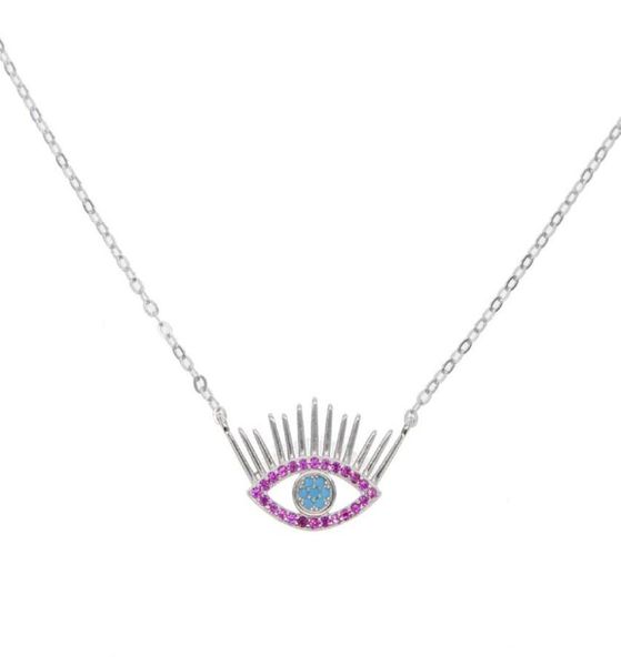 

100 guarantee 925 sterling silver jewelry red stone turkish evil eye charm pendant necklace eye eyelash lucky jewelry5434482