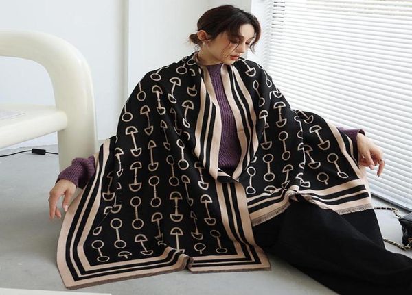 

scarves 2021 winter scarf cashmere women shawls and wraps lucury print female pashmina warm thick bufanda blanket stoles6404638, Blue;gray