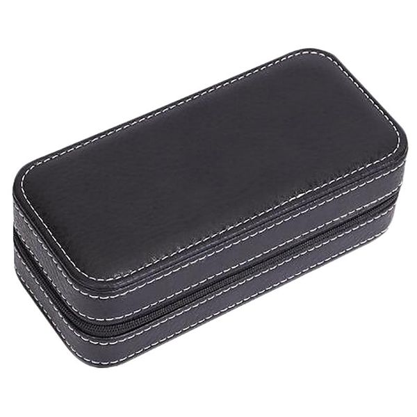 

boxes small travel jewelry box rings cufflinks tie clip organizer zipper closure, Black;white