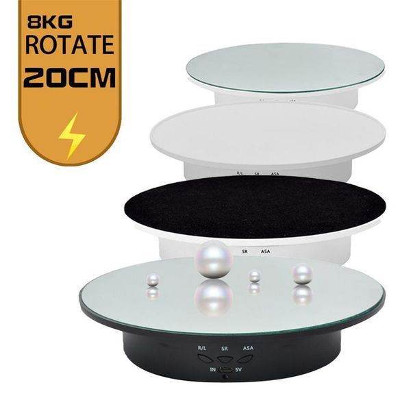 

boxes electric rotation display stand turntable video shooting platform live dynamic rotating shooting table props 20*20*4cm, Black;white
