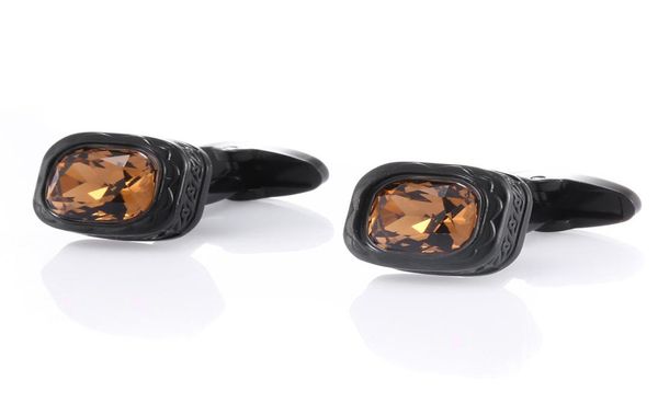 

black mens cufflinks coffee brown crystal cuff links buttons for wedding gifts men jelwelry cufflink shirt cuffs accessory5473752, Silver