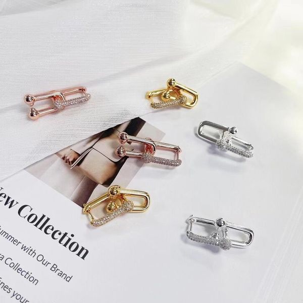 

stud earrings for women 925 sterling silver ushaped earring fashion wedding jewelry gifts, Golden;silver