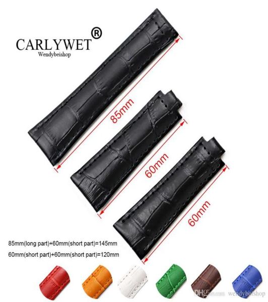 

carlywet 20mm whole 120mm length black green white brown red blue real calf leather vintage replacement wrist watch band strap2747537, Black;brown