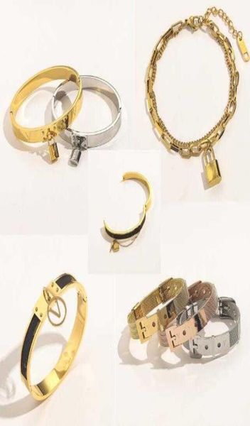 

designers bangle stainless steel gold buckle vshape bracelet fashion jewelry men women bracelets no box8051192, Black
