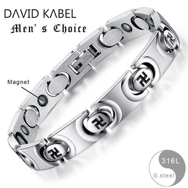 

bangle 19.5cm mens metal swastika fashion bracelet male stainless steel motorcycle chain bracelet that relieves irritability, Black