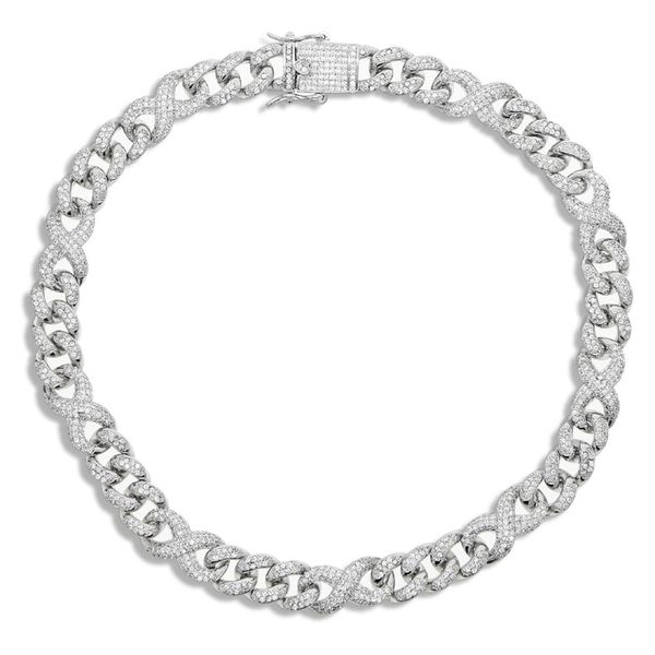 

necklaces new 12mm silver color infinity cuban chain necklace iced out bling aaa cubic zirconia cz paved heavy choker hiphop women jewelry