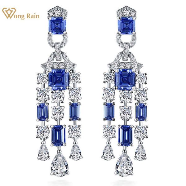 

knot wong rain vintage 925 sterling silver lab sapphire ruby high carbon diamonds gemstone tassel drop dangle earrings fine jewelry
