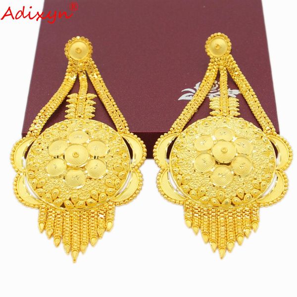

knot adixyn plus big size indian earrings for women 24k gold color tassel jewelry ethiopian arab wedding gifts n04065, Silver