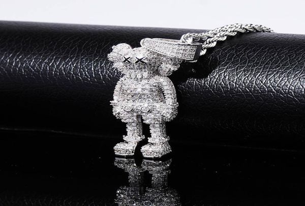 

iced out cartoon puppets pendant necklace cubic zirconia necklace fashion hip hop jewelry mens gift y2008102253011, Silver