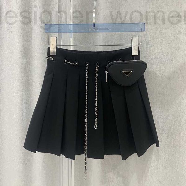 

basic & casual dresses designer belt dress personality waist bag design girls school street short, Black;gray