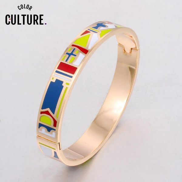 

bangle new fine color design pattern goldcolor opening enamel bracelet for women stainless steel bangles ethnic jewelry, Black