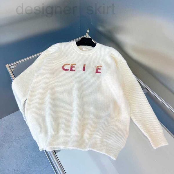 

women's sweaters designer early autumn gradient sequin knitted sweater embroidery riwool round neck female y0i5, White;black