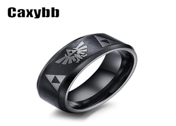 

2019 men039s women039s the legend of zelda triforce ring black titanium steel bezel costume bague jewelry gift3764341, Silver