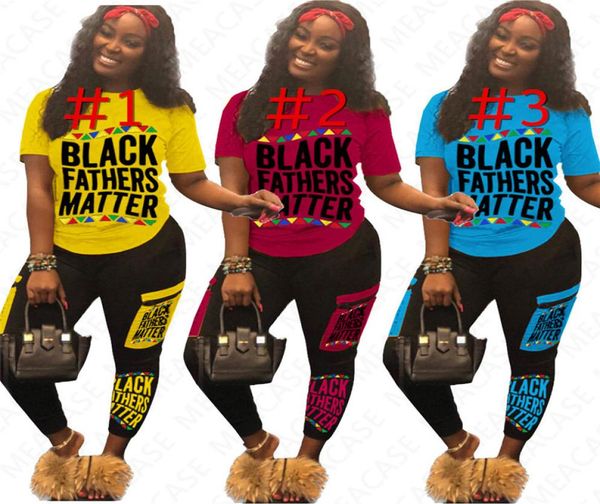 

women black fathers matter tracksuit designer letters pullover tshirt patchwork pants leggings sportwear two piece clothing out4322238, White