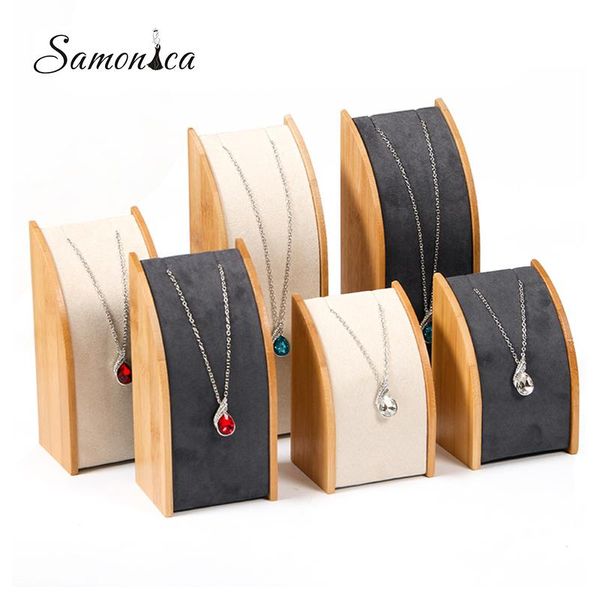 

boxes bamboo necklace display rack storage rack pendant display organizer jewelry display jewelry storage counter display stand, Black;white