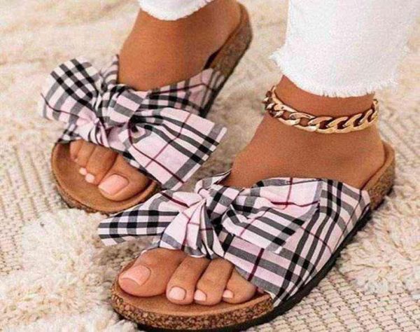 

slippers 2022 summer new slippers women039s open toe bow flat sandal large women039s shoes2063837, Black