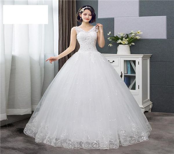 

other wedding dresses vneck lace dress sleeveless floral print ball gown fashion simple estidos de noivasother4554107, White