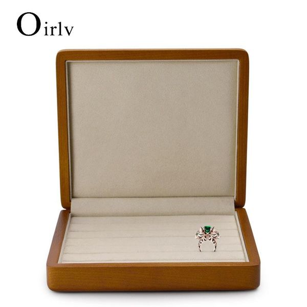 

boxes oirlv solid wood ring organizer box with microfiber 18*16*4cm stud earrings storage case jewelry display box customized, Black;white