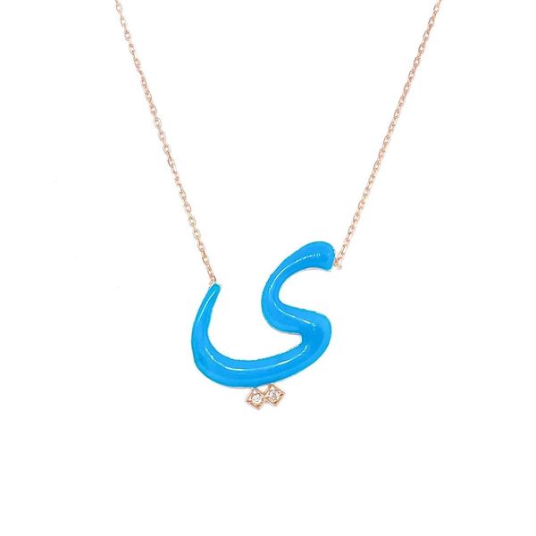 

necklaces arabic alphabet initial necklace colorful enameled pendant cubic zirconia gemstone rose gold muslim for women girl jewelry gift, Silver