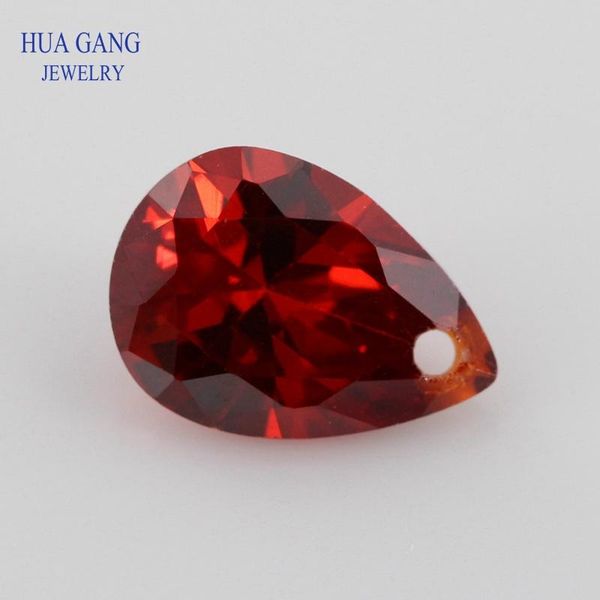 

crystal loose cz stone aaaaa pear cut brilliant garnet cubic zirconia stone with hole for jewelry making 4x6~15x20mm cz
