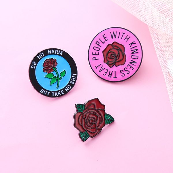 

feminist rose flower plant brooch cute anime movies games hard enamel pins collect metal cartoon brooch backpack hat bag collar lapel badges, Blue