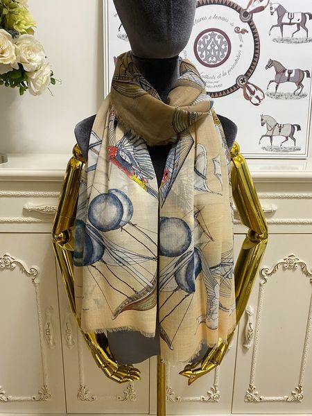 

women's long scarf scarves shawl 100% cashmere material thin and soft gradient pint bird pattern size 190cm- 100cm, Blue;gray