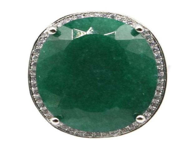 

25x21mm delicate fine cut big oval 22x18mm real green emerald white zircon for man 925 sterling silver rings4560840