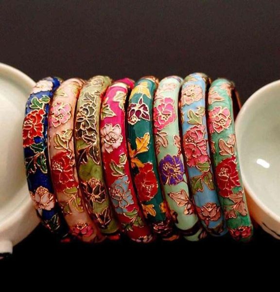

vintage chinese cloisonne peony filigree flower handicraft bangles jewelry accessories bracelet4329844, Black
