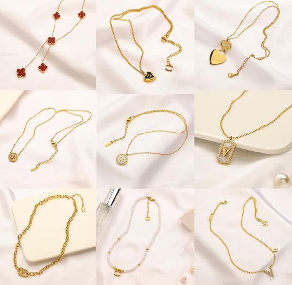 

charm women never fading luxury brand channel necklaces designer stainless steel pendants link chain letter choker necklace 18k gold plated, Silver