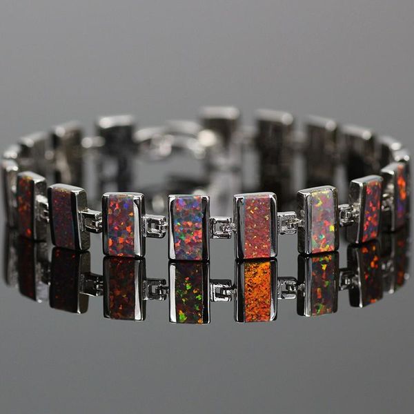 

bangle jlb042 unique design luxury fire brown opal gem bracelet charm bracelets bangles for women, Black