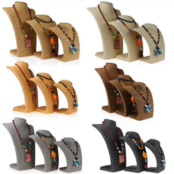 

boxes sell model bust show exhibitor 6 options hemp rope jewelry display necklace pendants mannequin jewellery stand organizer, Black;white