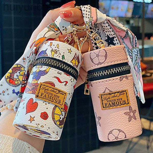 

creativity presbyopia car keychain women coin purse pendant charm jewelry keyring holder pu leather flower grid designer metal key chain wal, Silver