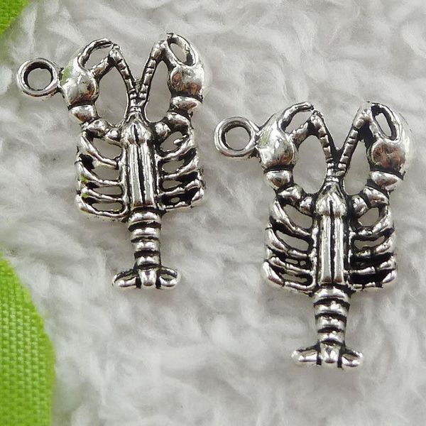 

other 280 pieces antique silver shrimp charms 22x16mm #1727