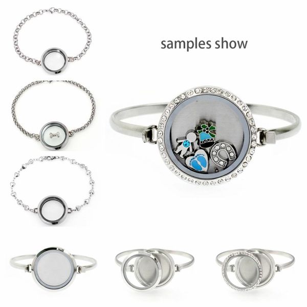 

bangle 10pcs 316l stainless steel bangle living memory locket 25mm/ 30mm floating locket bracelet for floating charm women jewelry, Black