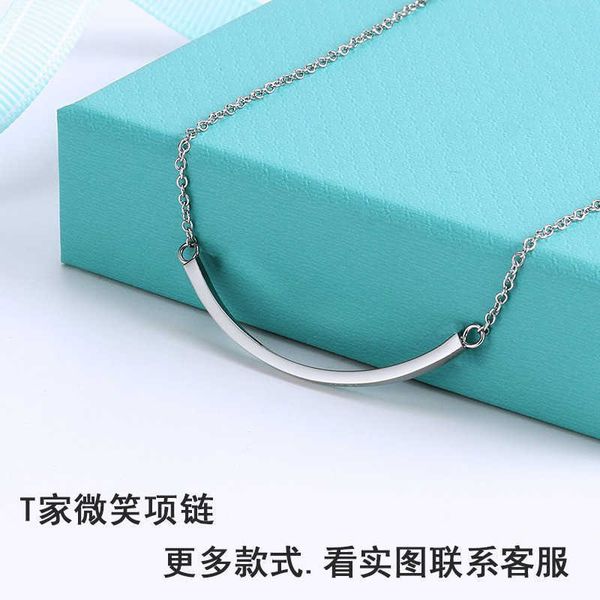 

internet celebrity tiffayffay smile necklace tiffaytanium steel plated with 18k rose gold large and small smooth face full of diamonds penda, Black