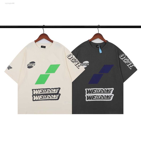 

spring/summer new welldone shirt letter geometric pattern neck short sleeve batch uubg, White;black