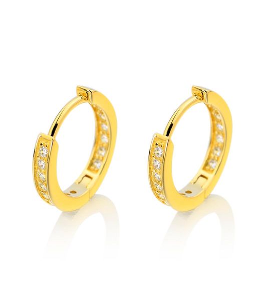 

silver huggie earrings original 925 sterling silver ear fine jewelry simulated cz micro paved solid 925 sterling silver hoop earri9493126, Golden;silver