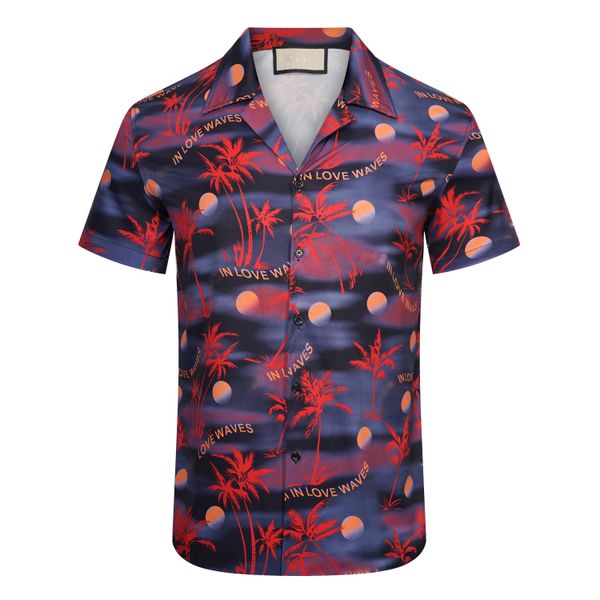 

men's designer shirt summer casual printed real silk street beach style short sleeve high-quality shirt#06, White;black