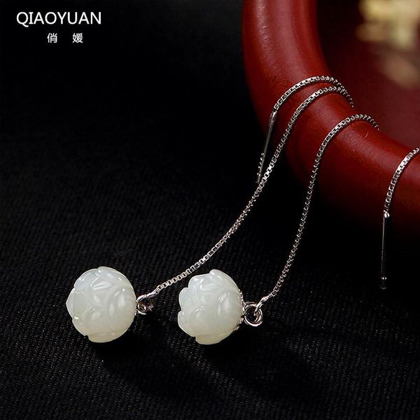

knot 925 sterling silver earings jade earrings for women orchid lotus retro ear line costume jewelry silver 925 real gold jewelry