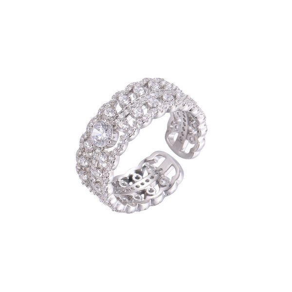 

silver princess tiara crown sparkling love heart cz rings for women engagement jewelry anniversary, Golden;silver