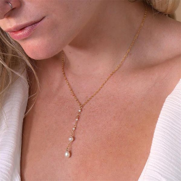 

necklaces 14k gold filled natural pearl pendant y necklace handmadechoker boho collier femme kolye collares women jewelry boho necklace, Silver