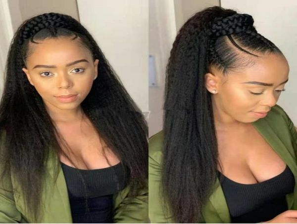 

yaki straight ponytail drawstring extensions hair pieces kinky straight long black ponytail for women clip in ponytail hair extens2113637