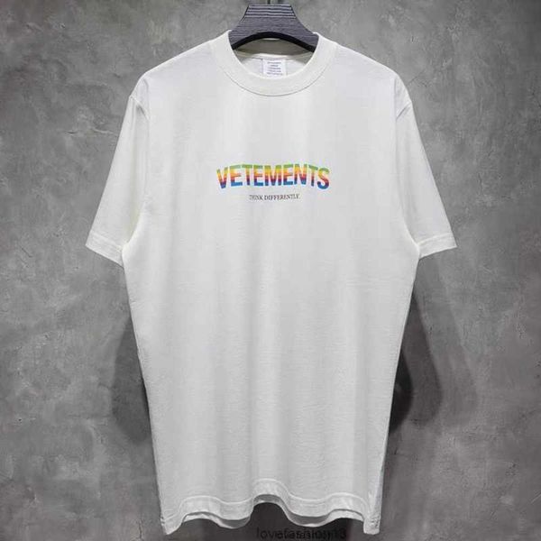 

vtm wittman new rainbow letter loose short sleeve t-shirt, White;black