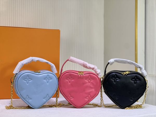 

mt pop my heart pouch mini bag heart-shape bubblegram quilted leather womens letter flower handbag luxurys designer chain bags dragon fruit