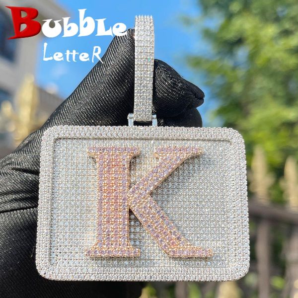 

necklaces bubble letter custom name necklace for men micro pave prong setting iced out personalized pendant dog tag charm hip hop jewelry, Silver