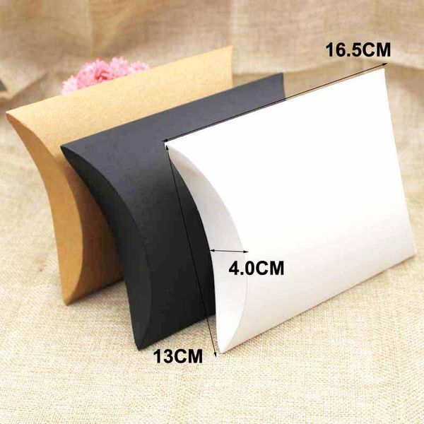 

boxes zeronge jewelry 50pcs big pillow box gift box black/brown/white color gift display box for gift/candy favors/products, Black;white